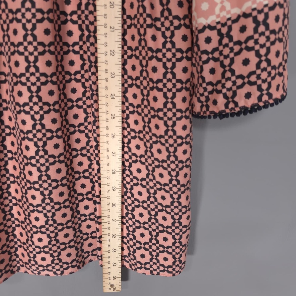 DEREK LAM 10 CROSBY Women's Tunic Dress 12 100% Silk Geometric Print Boho - Picture 4 of 13